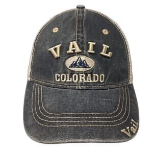 Lucky 7 Trucker Hat Gray One Size Vail Colorado Mountain Souvenir Snapback Mesh